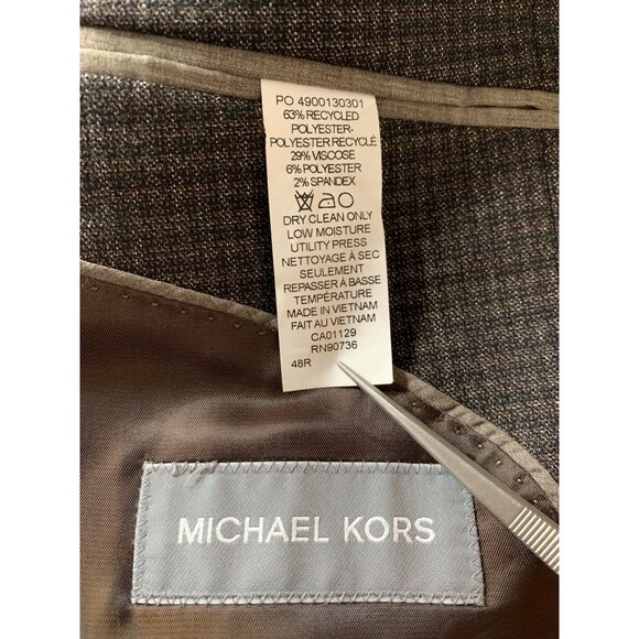 Michael Kors Mens Houndstooth Blazer Jacket 48R Brown RGG10657 EUC - Picture 3 of 8